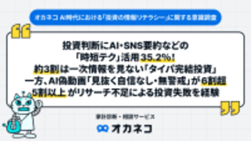 約4割が投資判断にAI・SNS要約などの「時短テク」活用　約3割は一次情報を見ない「タイパ完結投資」