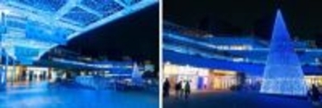 神奈川県「テラスモール湘南」、青い海・蒼い空をイメージしたイルミネーションイベントを開催　幻想的なツリーが出現