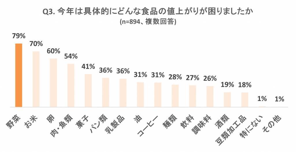 2024年の食品物価高、半数以上が月5,000円以上の食費高騰を実感　値上がりで困った野菜1位は「キャベツ」