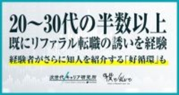 20〜30代の転職、半数以上が「リファラル転職」の誘いを経験　知人がいる会社は定着できる期待値が高め