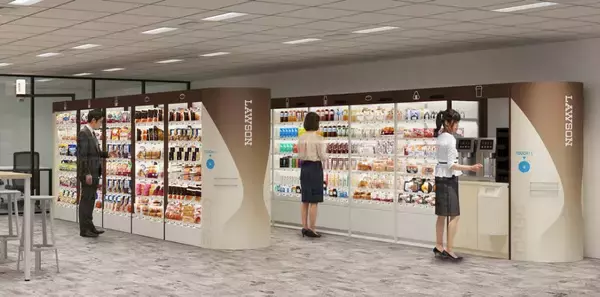 KDDIとローソン、「ローソンS KDDI多摩センタービル店」でオフィス向け店舗モデルの実証実験を開始