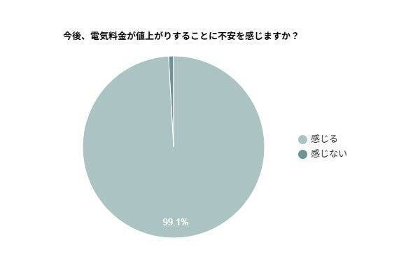 電気料金の値上げ、99.1％が「不安」と回答　値上げが続いた場合の対策は「こまめな節電」がトップ