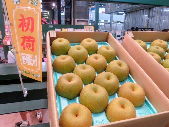 東京・大田市場で千葉県産梨「幸水」初競り