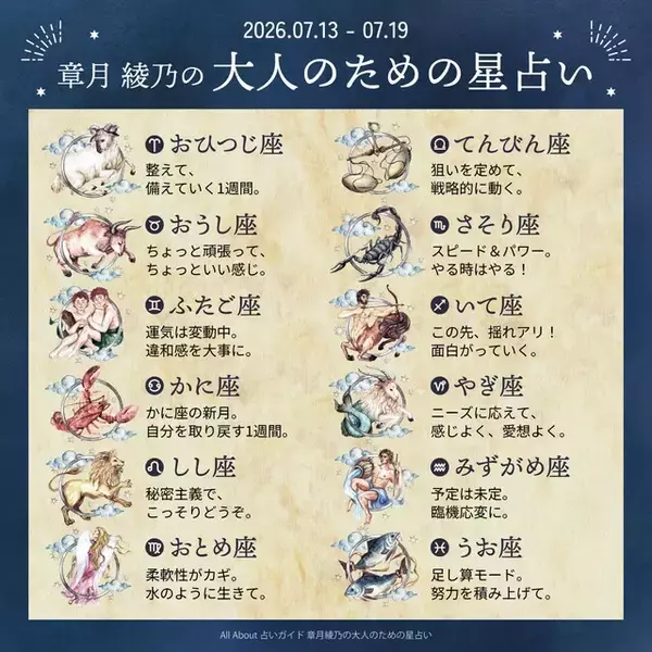 「今週の運勢「新しい流れへ切り替わっていくタイミング」 章月綾乃の【大人のための星占い】」の画像