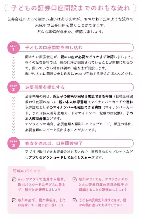 「子ども名義の証券口座はどう作る？ 投資を始める前に親が知っておきたい注意点」の画像