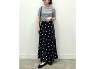 大きめの水玉が大人かわいい！【GU】2990円「ドットスカート」でつくる40代の洗練夏コーデ