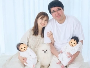 「結婚4周年」マヂラブ村上の美人妻、双子との家族ショット公開「村上は思ってた以上に育児に積極的」