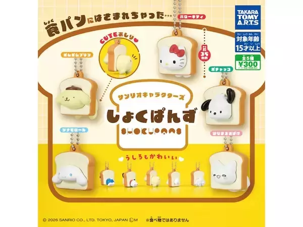 「キティやシナモロール、注目株の“はなまるおばけ”も！ 食パンサンドになったサンリオキャラの「新感覚チャーム」が可愛すぎる」の画像