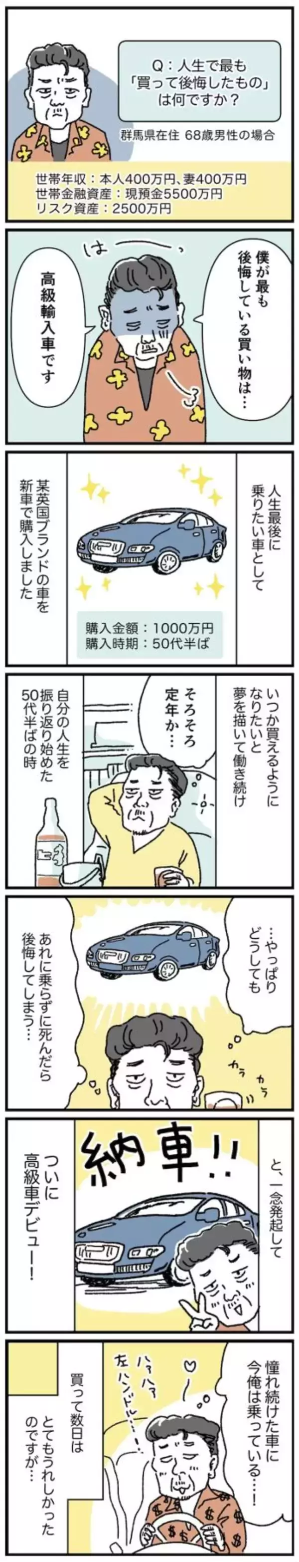 「【マンガ】68歳・資産8000万円男性の「人生最後のつもりが」後悔した買い物とは？」の画像