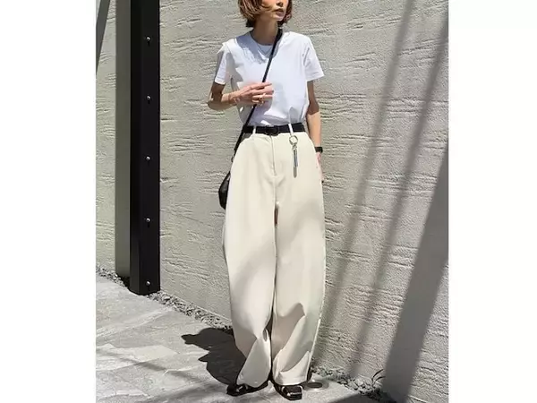 【無印良品】汗じみが気にならない！上質なのに1490円！涼感Tシャツでつくる40代のシンプル夏コーデ