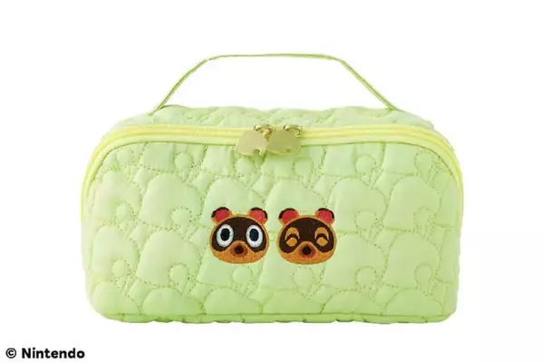 「まめきち＆つぶきちの刺しゅうがかわいい「葉っぱ柄キルティング大容量ポーチ」が付いてくる！ 予約必須の『あつまれ どうぶつの森 180度ガバッと開く葉っぱ柄キルティング大容量ポーチ SPECIAL BOOK』は7月17日発売」の画像