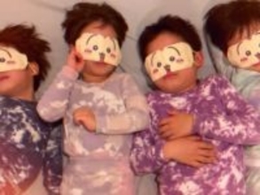 「幸せな光景」平愛梨、息子4人の“おやすみ前”姿を披露！ “ちいかわアイマスク”着用「なんて可愛いの」