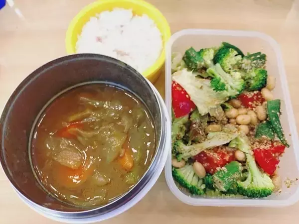 山田花子、夫が作った具だくさんカレー弁当を公開「ランチ代が浮いたわ」