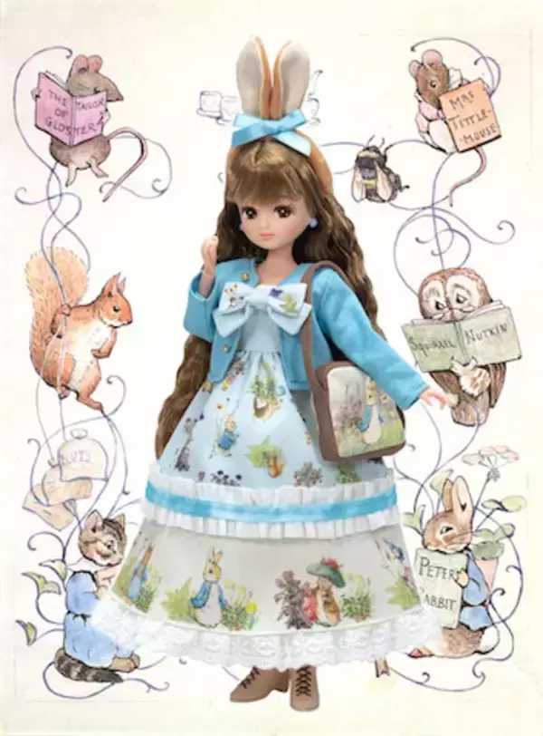 【リカちゃん】「ピーターラビット TM」と初コラボ！ うさ耳に青いカーディガンがかわいい