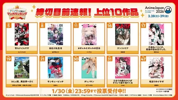 「アニメ化してほしいマンガ」“締切目前速報”が公開！インディーゲームverも開催決定【AnimeJapan 2026】