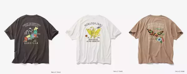 「歴代「ゴジラ」のポスターアートをTシャツに！ 個性豊かな怪獣たちの臨場感溢れる場面写真、キャップなども登場」の画像