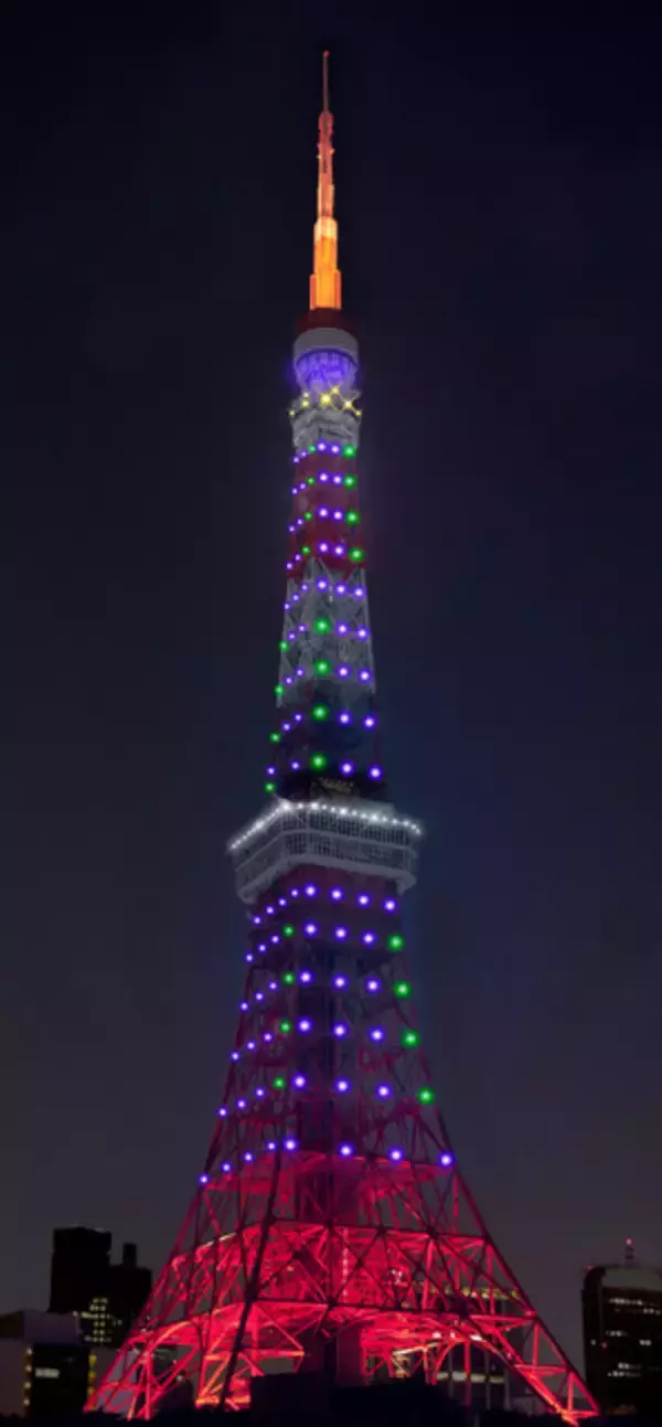 「「エヴァ」東京タワーが“エヴァ初号機”カラーにライトアップ！フェスイベントにあわせラジオ「FM EVA 30.0」コラボ開催」の画像