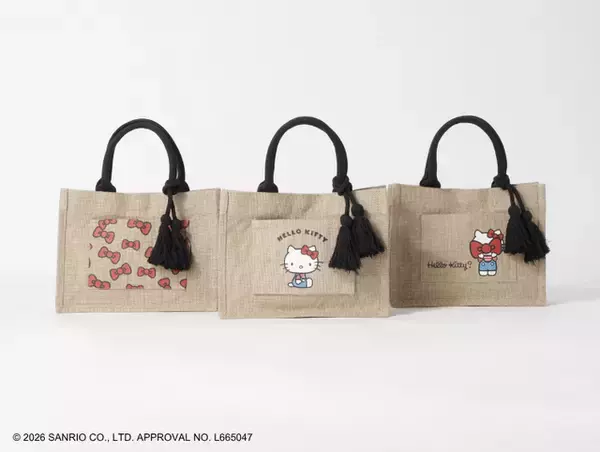 「ハローキティ」大人かわいいカジュアルトートやシェル型ポーチなど♪ 初夏のお出かけにぴったりアイテム登場