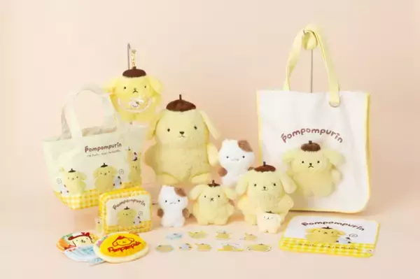歴代のポムポムプリンが集結♪ “あの頃”のぬいぐるみを再現したレトロなグッズなど全16アイテム発売！ フォトスポットも展開