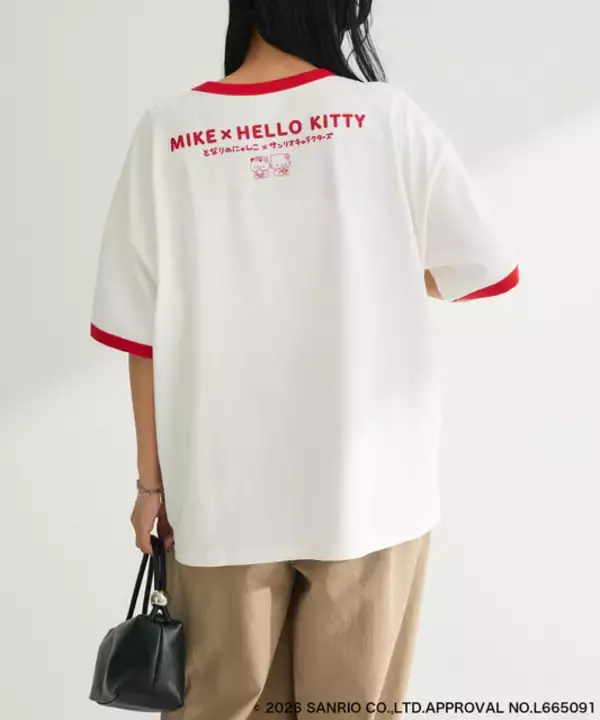 「可愛いが渋滞♪「サンリオ」×「となりのにゃんこ」コラボアイテム登場！Tシャツ、トートバッグにしっぽ付きアクキーまで」の画像