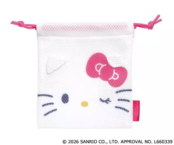 「サンリオ」キティやクロミのおかお巾着が便利そう♪ メッシュ素材で気軽に使える！カプセルトイで26年4月中旬から