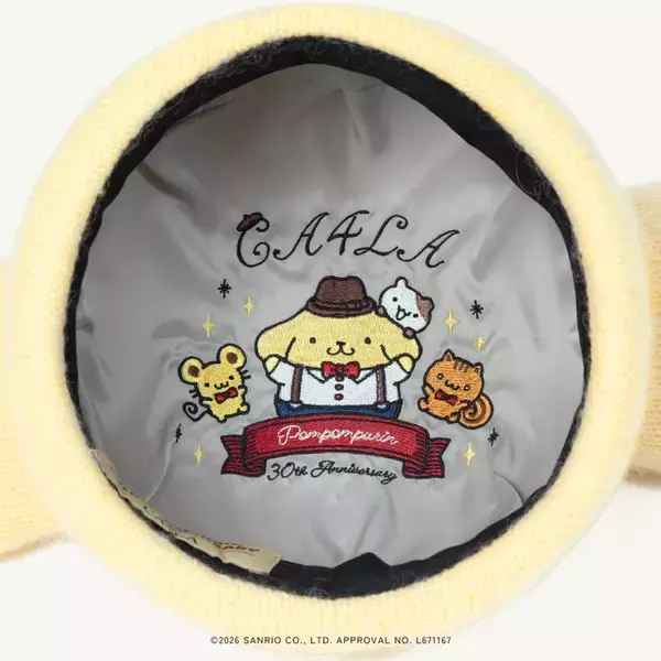 「ポムポムプリンの顔が帽子に!? お揃いのベレー帽も被れちゃう ♪かわいすぎる「CA4LA」コラボ」の画像
