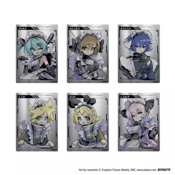 ミク、リンレンらがサイバーメイドに！「ピアプロキャラクターズ」描き下ろしイラストを使用したキラキラグッズ登場
