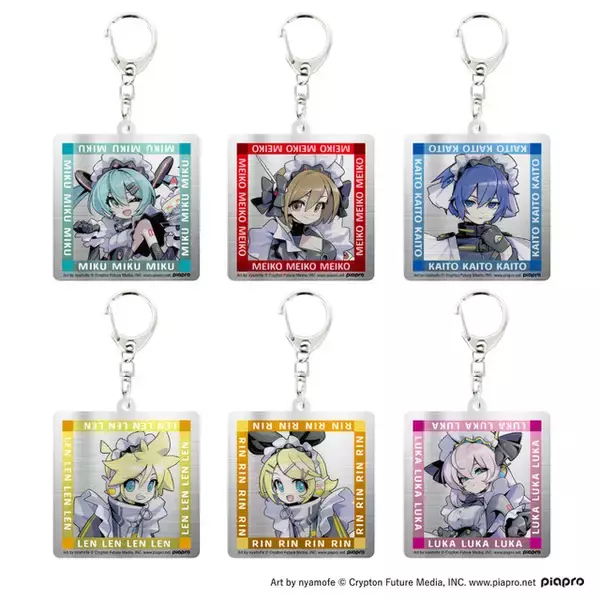「ミク、リンレンらがサイバーメイドに！「ピアプロキャラクターズ」描き下ろしイラストを使用したキラキラグッズ登場」の画像
