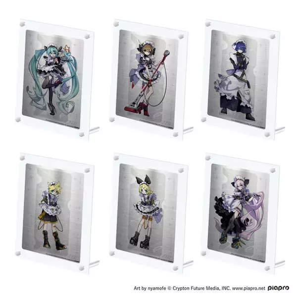 「ミク、リンレンらがサイバーメイドに！「ピアプロキャラクターズ」描き下ろしイラストを使用したキラキラグッズ登場」の画像