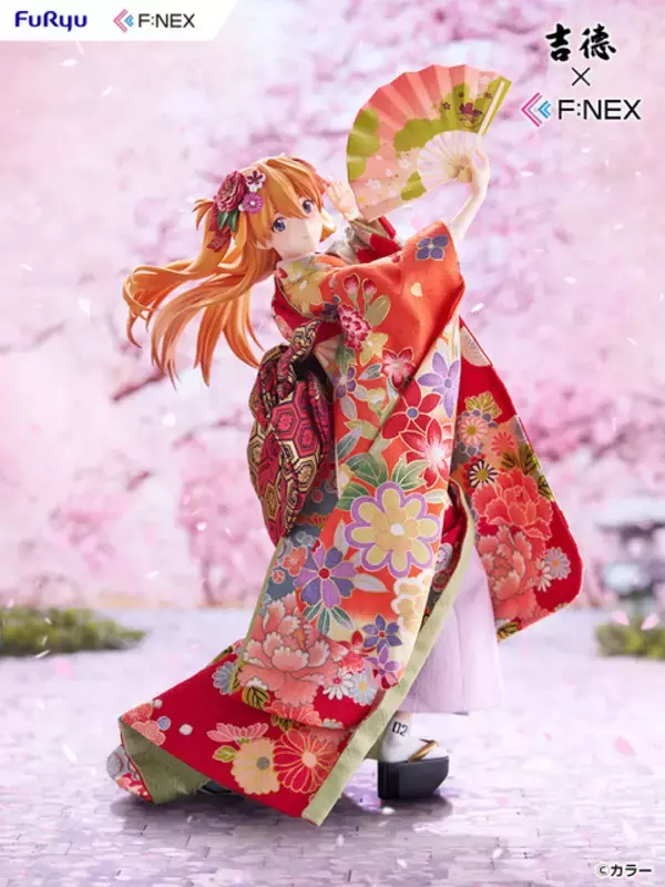 「「エヴァ」アスカ、着物で華やかなに舞う♪1/4スケールの日本人形フィギュアが登場」の画像