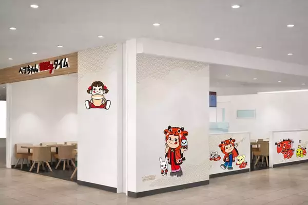 「ペコちゃんが赤べこに!? 「ミルキー」スイーツが楽しめるカフェ「ペコちゃんmilkyタイム」東北初出店！【福島駅西口パワーシティピボット】」の画像