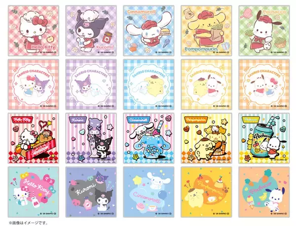 「ポムポムプリンやシナモロールなどのオリジナルシール付き♪ サンリオキャラクターズのパンが登場！ 全20種類のシールはコンプしたい☆」の画像