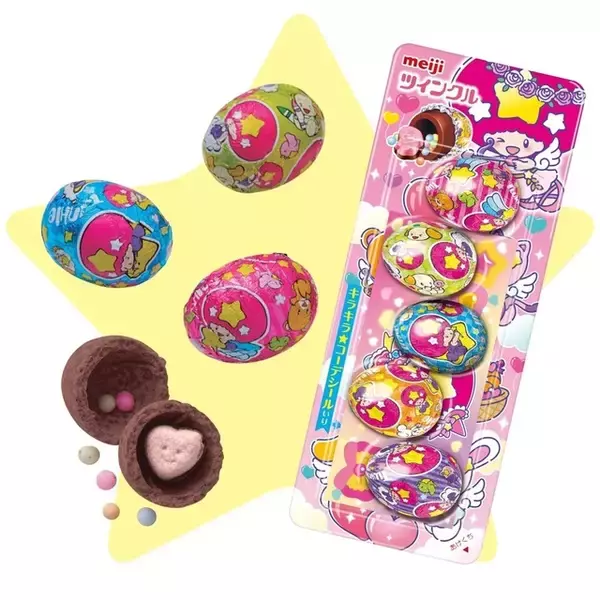 「「サンリオ」キキ＆ララと星コラボ～☆ 明治チョコ菓子「ツインクル」シール帳セットが登場」の画像