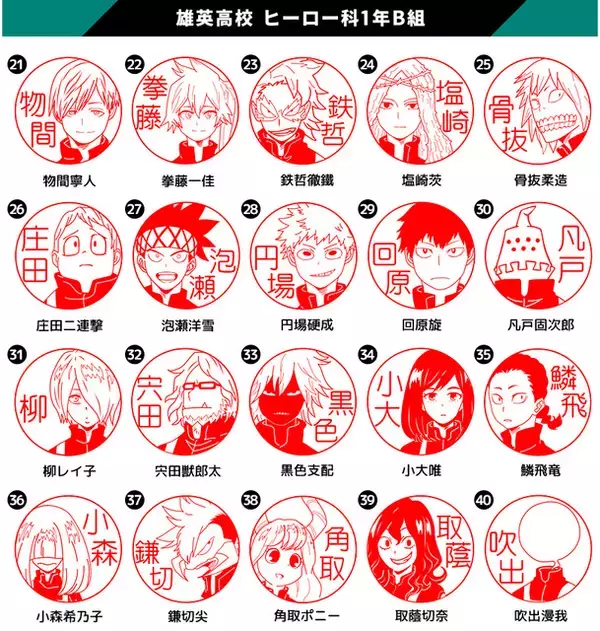 「「ヒロアカ」デクや爆豪から、物間、鉄哲、オールマイトまで！ “雄英”関係者をモチーフにしたオーダーメイドはんこ登場」の画像