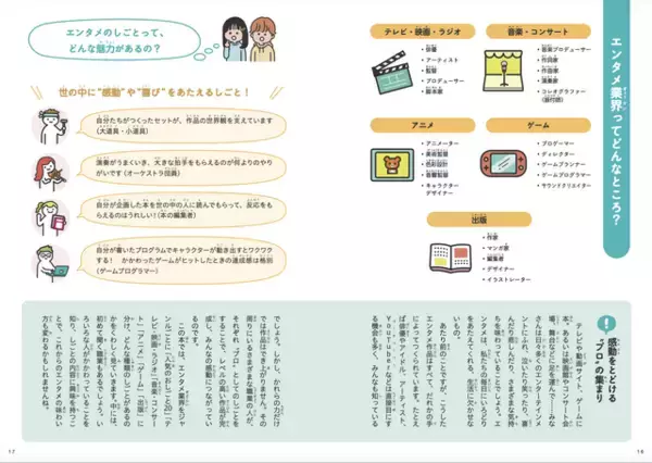 「アニメーターのお仕事も紹介！ エンタメ業界を支える“149の職種”を徹底解剖！小学生向け職業図鑑「エンタメおしごと図鑑」発売中」の画像