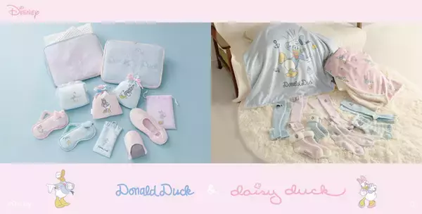 「「ディズニー」ドナルド＆デイジーとほっこり時間♪淡いブルーとピンクがかわいいトラベル・防寒グッズが新登場」の画像