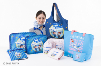 ペコちゃんがANAのCAに♪ 国際線就航40周年記念デザインのグッズが登場！エコバックやトート、ポーチがトラベルに◎