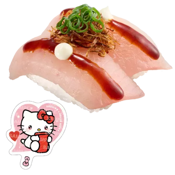「ハローキティ×スシローの初コラボ！ すしネタをだっこしたキティが可愛すぎる♪ 平成を感じられるグッズも【7月29日～】」の画像