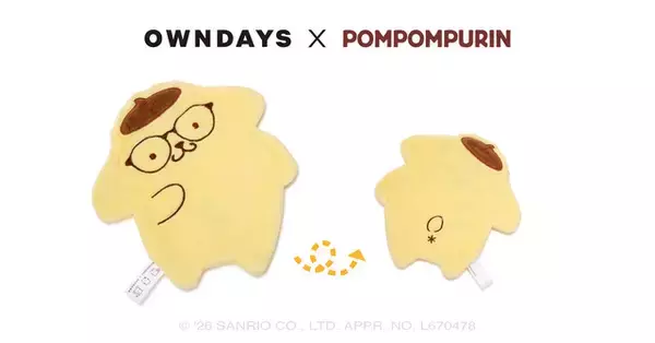 「「ポムポムプリン」のアイウェア登場！とろ～りカラメルや甘いプリンをデザイン♪もこもこ素材のメガネケースも「OWNDAYS」コラボ」の画像