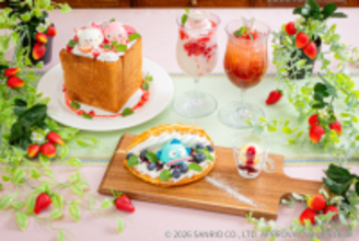 「サンリオ」苺がいっぱい♪ 春限定メニューが登場！韓国発祥の「トゥンワッフル」など全6品　【ガーデンカフェ】