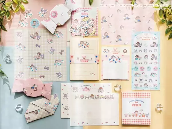 「サンリオキャラクターズ」不二家“ペコちゃん”とコラボ！まねっこした表情がキュートな文具シリーズ登場