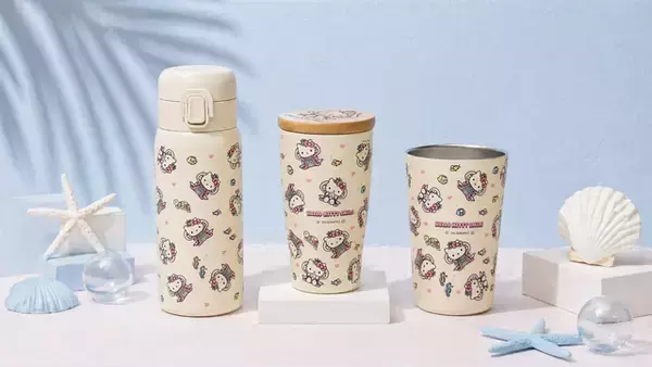 新作！“乙姫”キティちゃんがキュートすぎ♪ 「HELLO KITTY SMILE」限定ドリンクグッズ3種が登場　