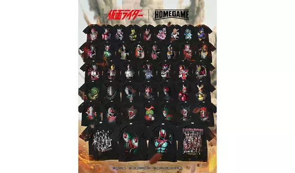 「「仮面ライダー」昭和・平成・令和ライダー大集合！全42種のTシャツが登場☆ 1号＆2号が並び立つデザインも◎」の画像