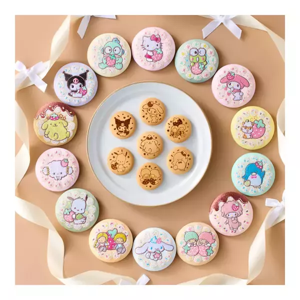 「サンリオ」キティ、シナモロール、パティ＆ジミーも甘～くデザイン♪ 刺繍缶バッジ×ビスケットが登場