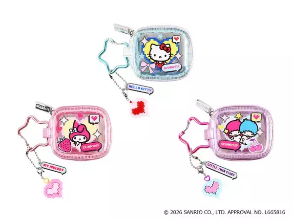 「「サンリオ」ドット絵との組み合わせがキュート♪ゲームチックなグッズが登場！モバイルアクセサリーが4月26日より販売開始！」の画像