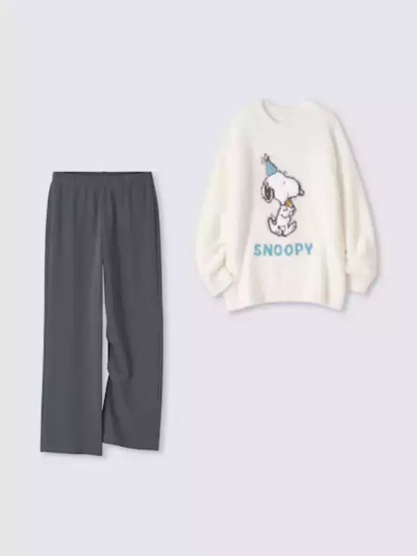 「GU×PEANUTS」スヌーピーたちと冬のおうち時間を満喫♪ あったかルームウェアコレクションが新登場