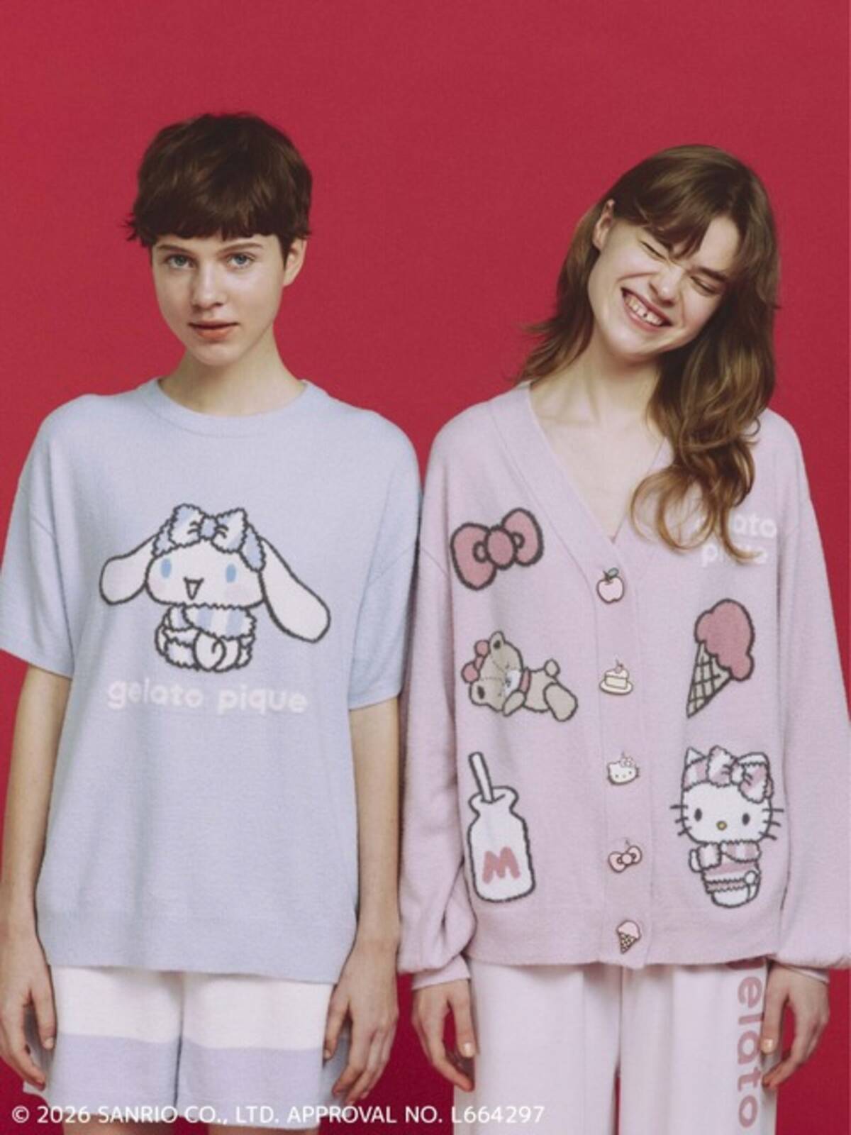 サンリオ」×ジェラピケが初コラボ♪ キティ＆シナモンがもこもこ服を着 