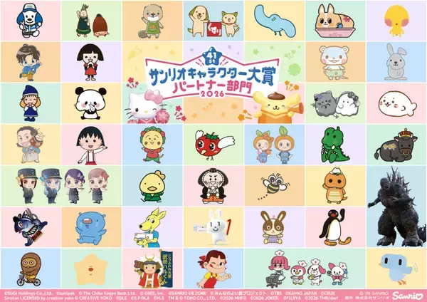 「「2026年サンリオキャラクター大賞」初回速報1位はシナモロール！ポムポムプリンらがランクインした上位10位を発表」の画像