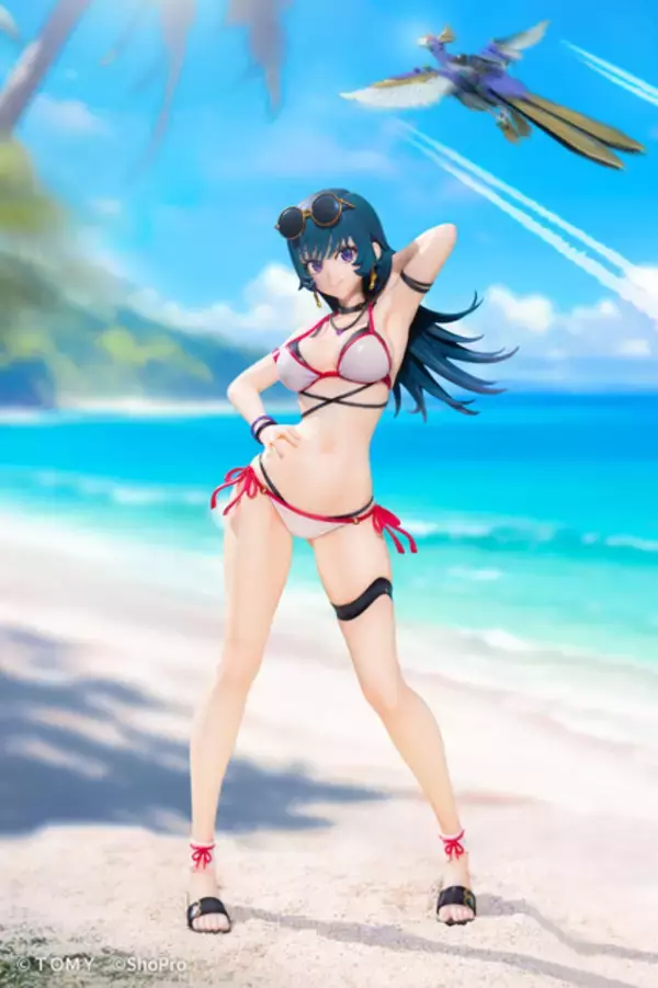 「ゾイド ジェネシス」令和の時代にコトナ・エレガンスが水着姿で立体化！ 愛機レインボーシャークイメージの扇子や台座までこだわり満載