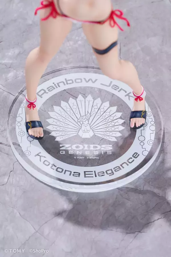 「「ゾイド ジェネシス」令和の時代にコトナ・エレガンスが水着姿で立体化！ 愛機レインボーシャークイメージの扇子や台座までこだわり満載」の画像